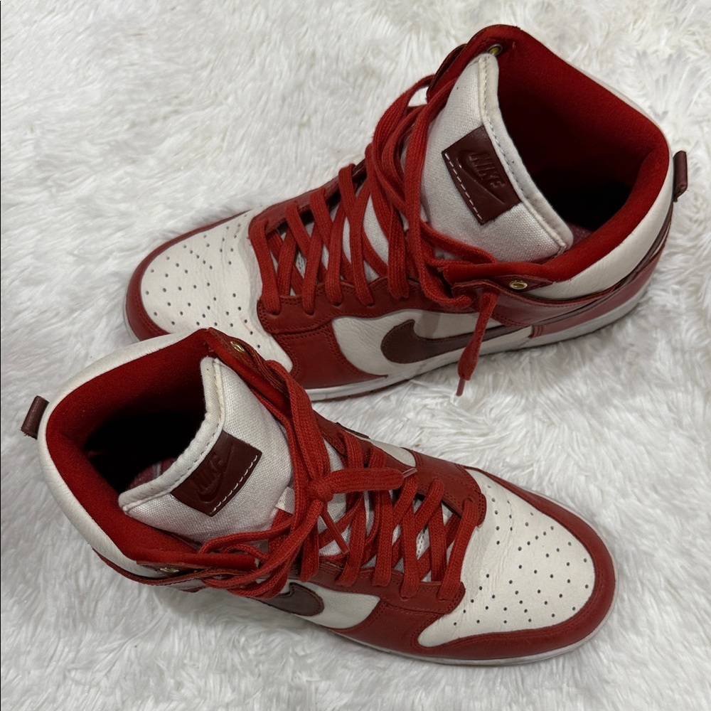 Nike Men's Red and White High-Top Sneakers - Picture 5 of 10